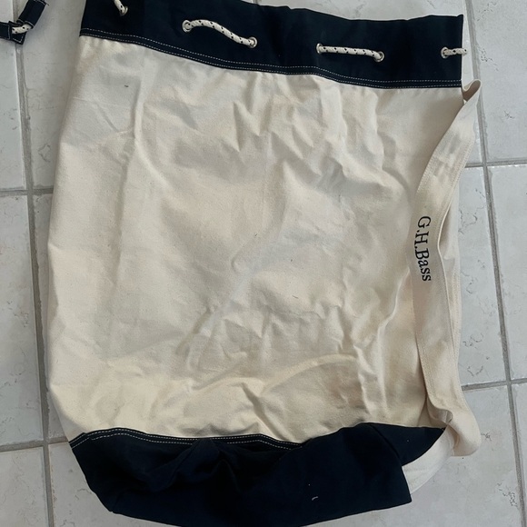 G.H. Bass Canvas Tote in Cream & navy blue - Picture 1 of 6